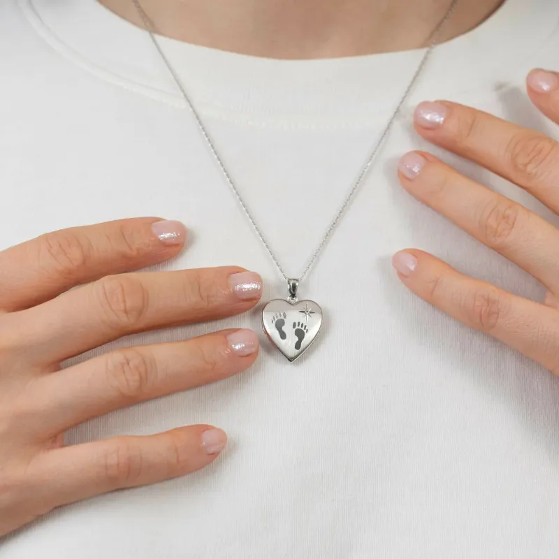 Medalion inima cu poze in interior - Footsteps&Birthstone - Argint 925 Rodiat picture - 5