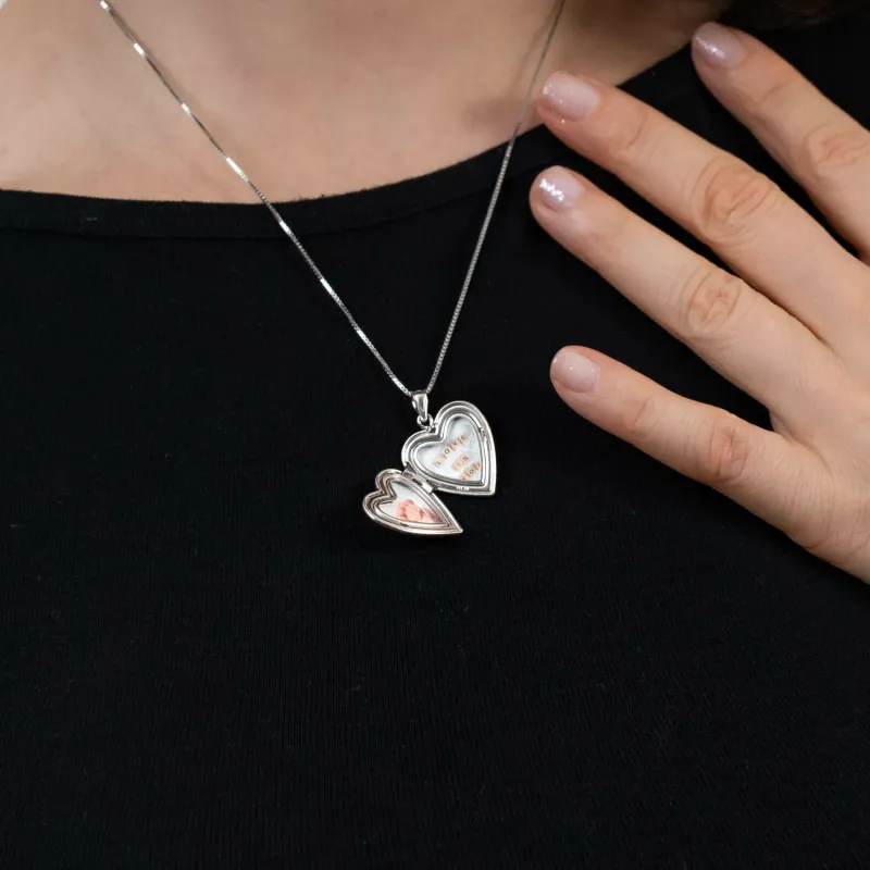 Medalion inima cu poze in interior - Handprints and Hearts - Argint 925 Rodiat picture - 5