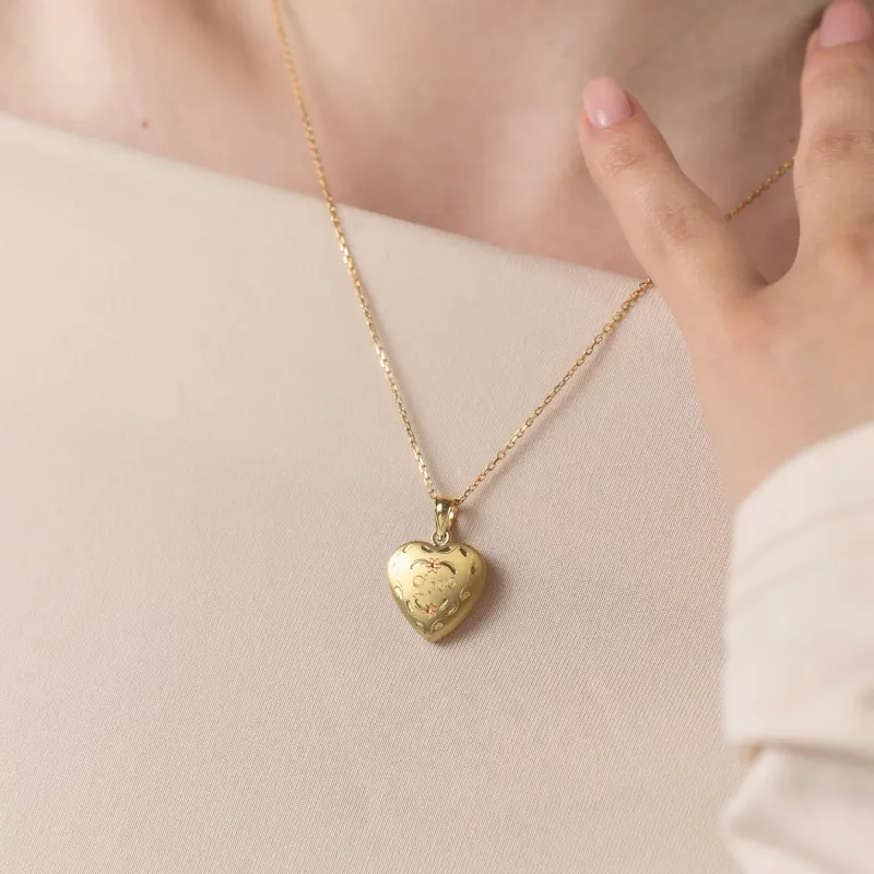 Medalion inima cu poze in interior - Love Flowers - Argint 925 placat cu Aur Galben 18K picture - 2