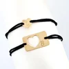 Set 2 bratari - Placuta si inimioara decupata - Aur Galben 14K - snur reglabil