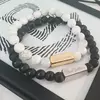 Set bratari Unisex personalizate cu pietre semipretioase si bara de inox dreptunghiulara