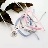 Set papadie - Lantisor cu pandantiv banut - 3 bratari inima personalizate cu nume - Bratari snur impletit - Argint 925