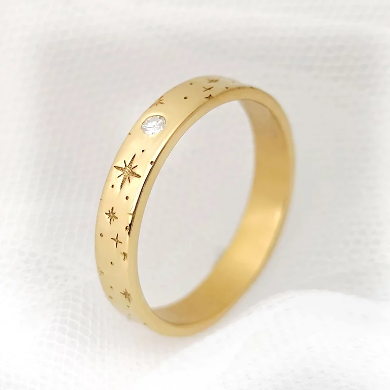 Verigheta Astralis - Argint placat cu Aur Galben 18K - Diamant natural picture - 4