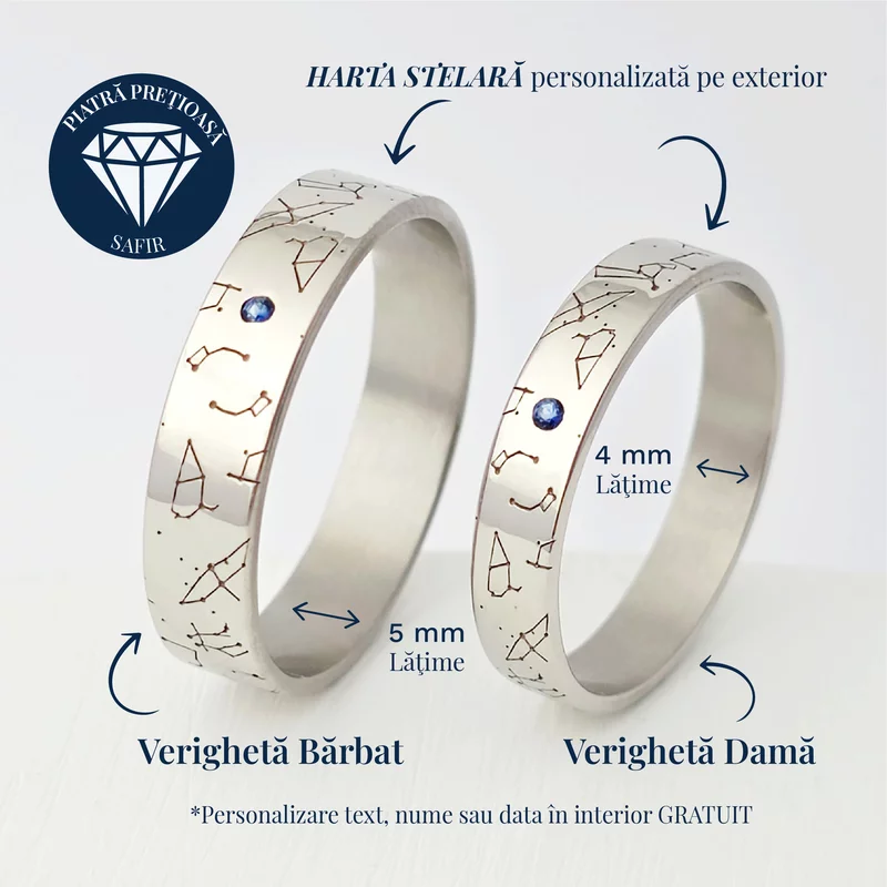 Verigheta Universul meu - Argint Rodiat - Safir picture - 3