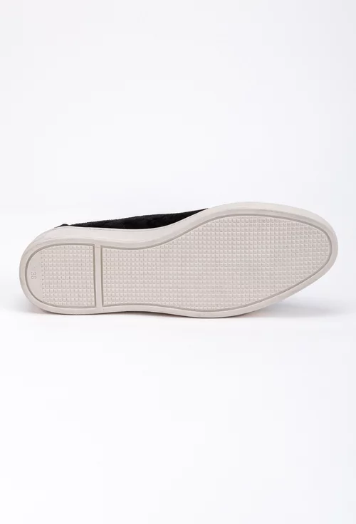 Balerini casual negri din piele intoarsa