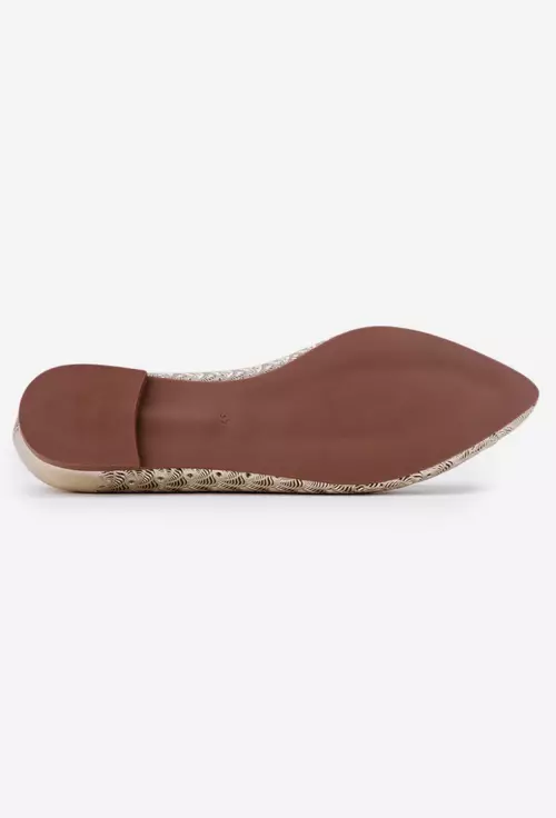 Balerini din piele naturala aurie cu model perforat