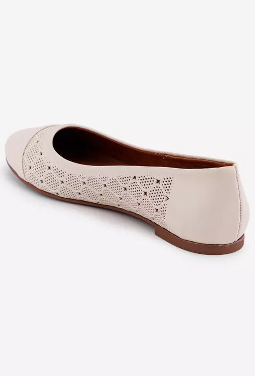 Balerini din piele nude cu model perforat