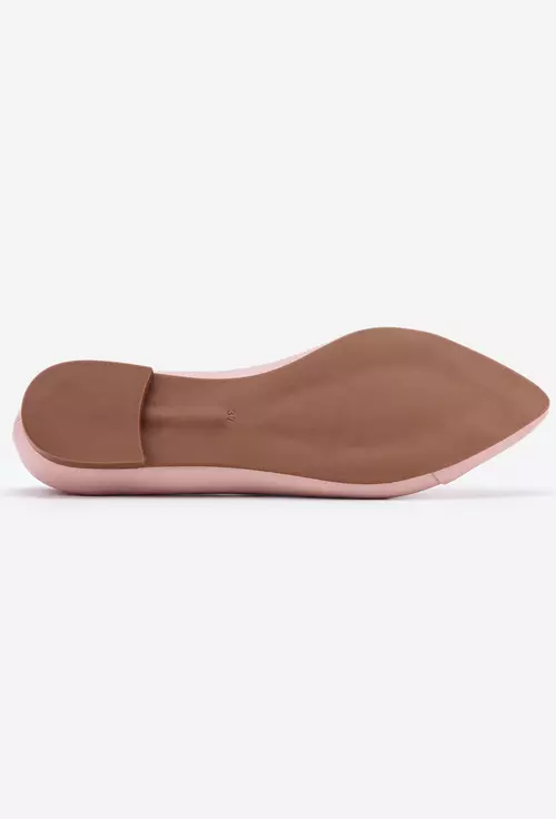Balerini din piele roz cu varf roz alungit