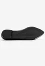 Balerini eleganti din piele neagra cu varf argintiu