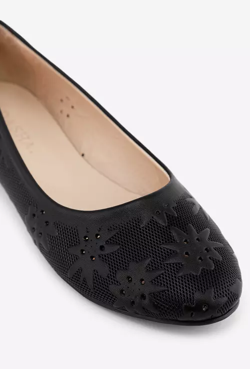 Balerini negri din piele cu model