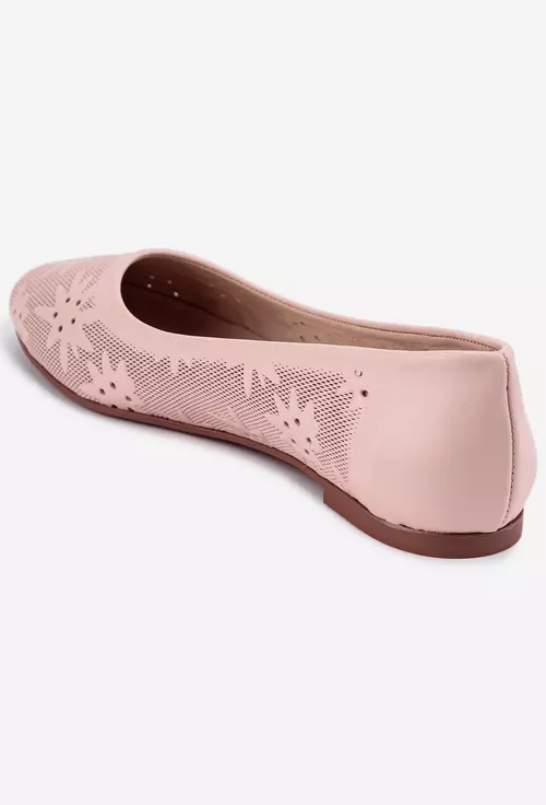 Balerini roz pudra din piele cu model