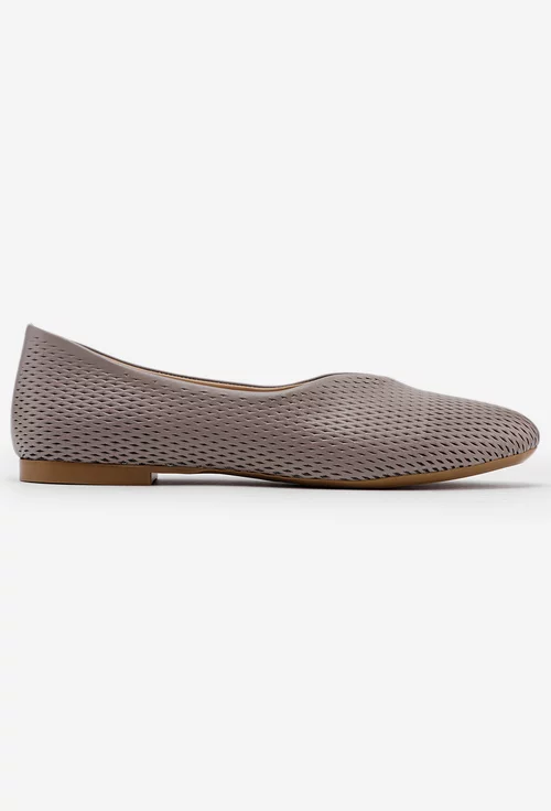 Balerini taupe din piele naturala cu decupaj