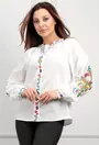 Bluza alba stil camasa cu broderie