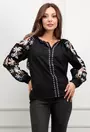 Bluza neagra cu detalii florale