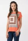 Bluza portocalie din viscoza cu imprimeu geometric multicolor Primrose