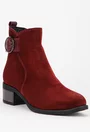 Botine bordo din piele intoarsa cu detaliu curea