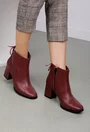 Botine bordo din piele naturala cu funda la spate