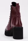 Botine burgundy din piele naturala cu platforma