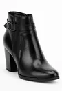 Botine negre cu toc gros realizate din piele