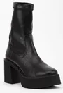 Botine negre din piele cu toc si platforma