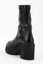 Botine negre din piele cu toc si platforma
