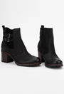 Botine negre din piele intoarsa cu elastic si fermoar
