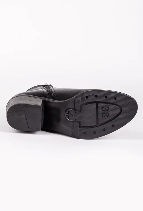 Botine negre din piele naturala box