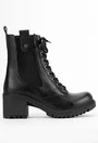 Botine negre din piele naturala cu elastic lateral
