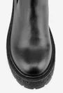 Botine negre din piele naturala cu elastic negru