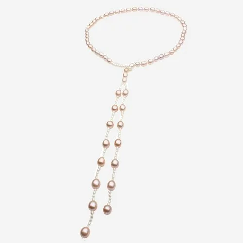 Colier maxi din perle de cultura roz-sidefat 74228