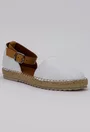 Espadrile albe din piele cu bareta