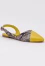 Espadrile galbene din piele cu detalii tip piele de sarpe