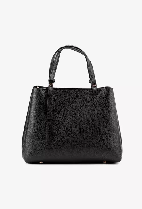 Geanta confectionata din piele texturata neagra