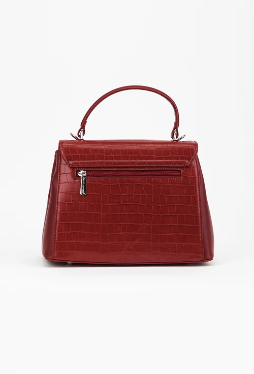 Geanta rosie din piele ecologica model croco