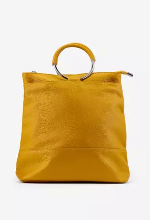 Geanta/Rucsac galbena din piele texturata