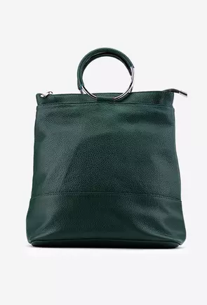 Geanta/Rucsac verde inchis din piele texturata