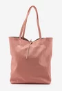 Geanta shopper din piele naturala roz pudra