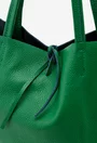 Geanta shopper verde din piele cu portofel interior