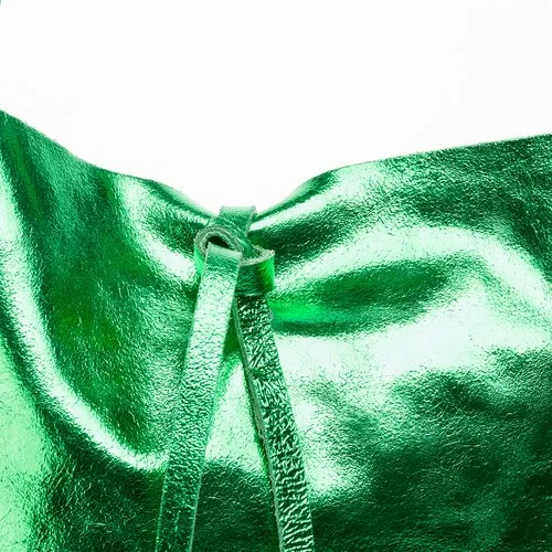 Geanta verde metalizat din piele naturala Sparkle