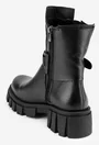 Ghete dama negre din piele cu fermoar si elastic