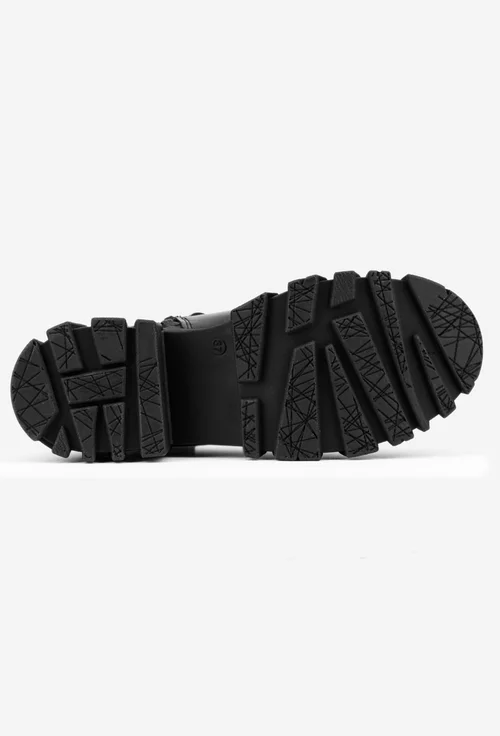 Ghete dama negre din piele cu fermoar si elastic