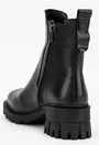 Ghete din piele neagra cu fermoar si elastic