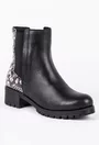 Ghete negre din piele box cu detaliu snake print