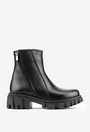 Ghete negre din piele cu fermoare oblice