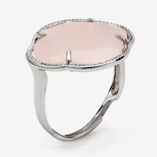 Inel din argint cu piatra de cuart roz 37025