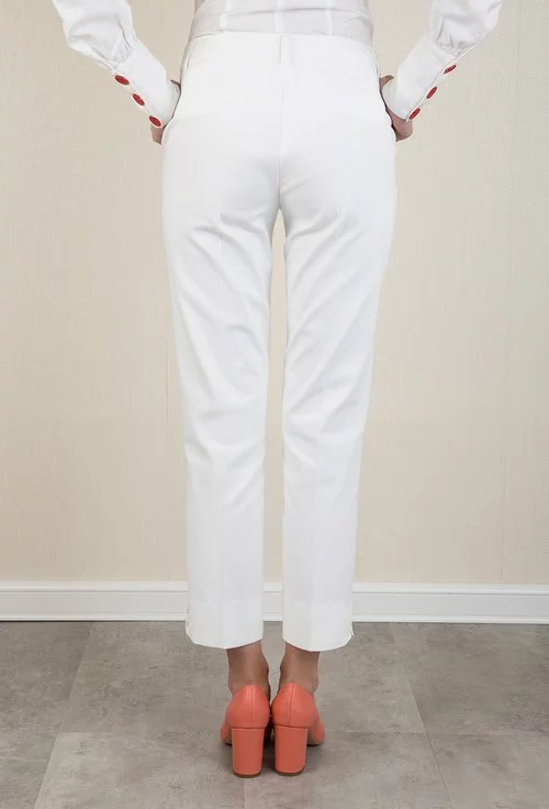 Pantaloni albi din bumbac Juliet