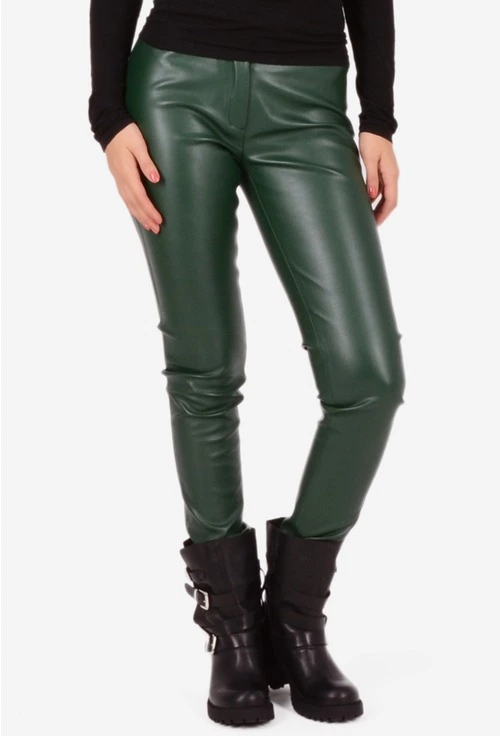 Pantaloni verzi din piele sintetica Theodore