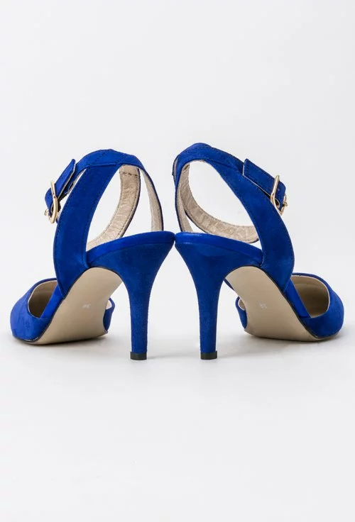 Pantofi albastri din piele naturala Elektra
