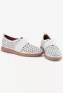 Pantofi albi din piele cu model