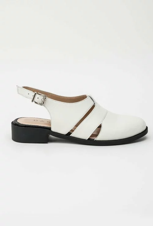 Pantofi albi din piele naturala model decupat Eda